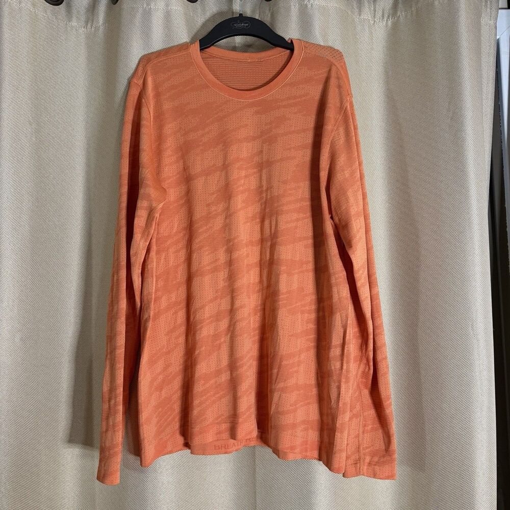 Lululemon Metal Vent Breathe Long Sleeve Warm Coral Golden Apricot L Gym Active